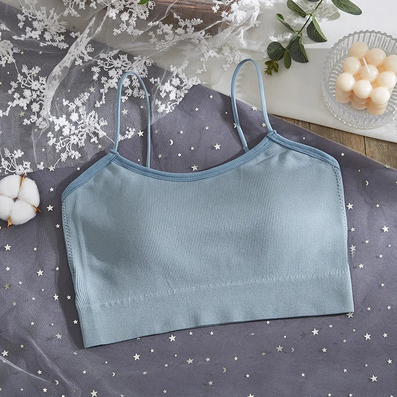 Seamless Bras Tube Top Underwear Streetwear Sleeveless Strappy Sports Women Crop Tops Bandeau Bra Removable Pad Aviola