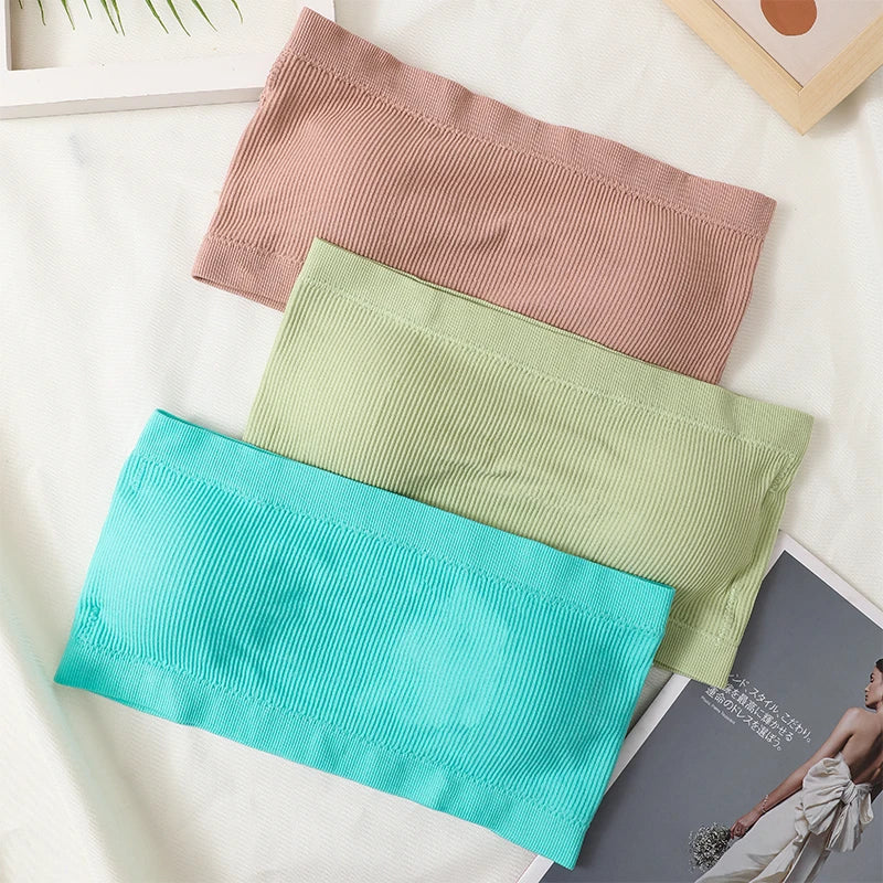 Seamless Tube Tops Women Strapless Push-Up Bra Women's Summer Bandeau Underwear Sexy Lingerie Sports Bras Solid Color Crop Tops Aviola