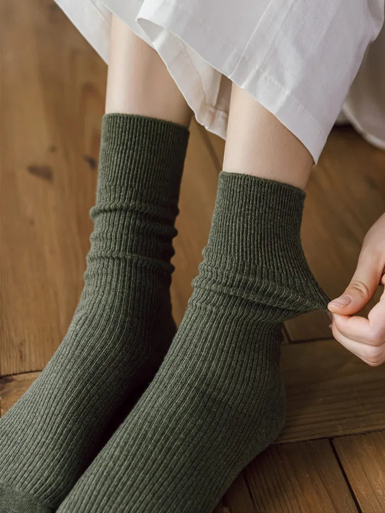 Winter Warm Cotton Socks Soft Knitted Socks Women Solid Color Casual Harajuku Socks Female Basic Daily Socks Aviola
