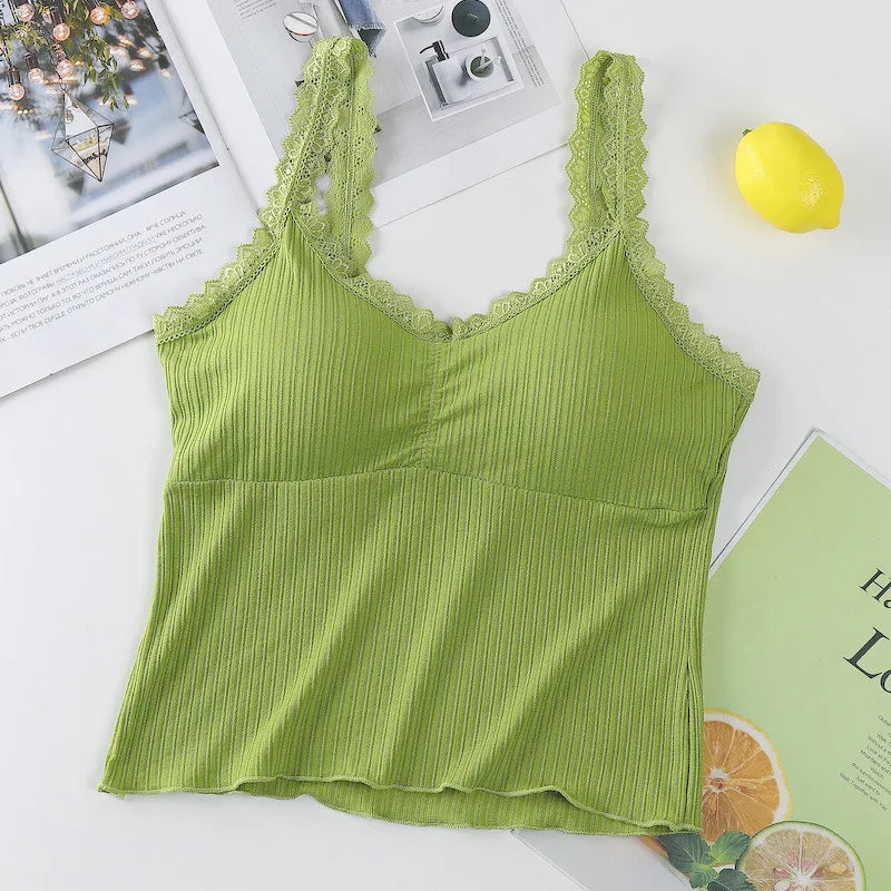 Lace Women Top Tank Tops Women Seamless Underwear Female Sexy Lingerie Cropped Bralette Crop Tops Padded Camisole Aviola