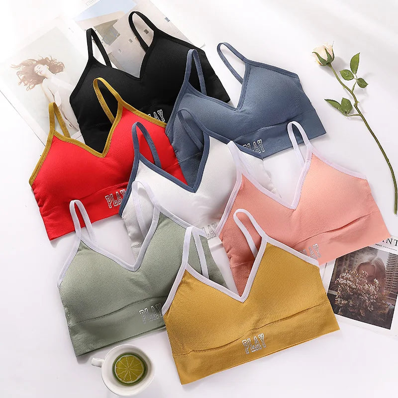 Seamless Tube Top Women Crop Top Fitness Bras Ribbed Top Seamless Bandeau Female Sexy Lingerie Fashion Underwear Removable Pads Aviola