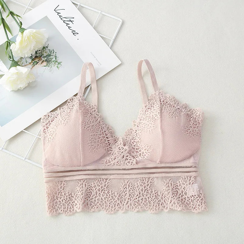 Lace Bralette Women Bras Tube Top Sexy Lingerie V Neck Crop Tops Underwear Cropped Bra Female Tank Crop Top Aviola