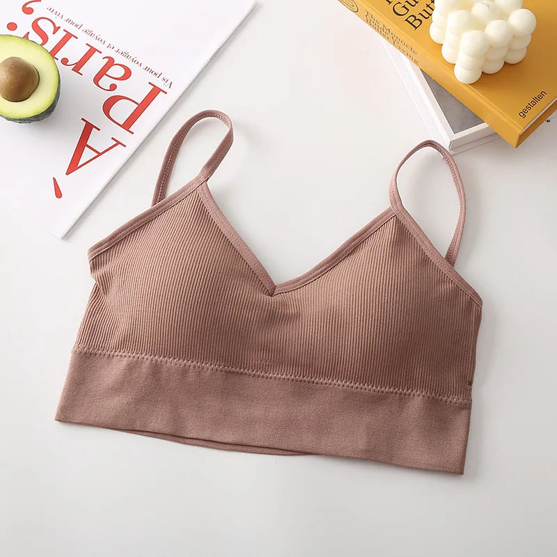 Women Crop Top Solid Color Tube Top Seamless Bra Sports Sexy Lingerie Active Bra Tops Underwear With Removable Pads Aviola