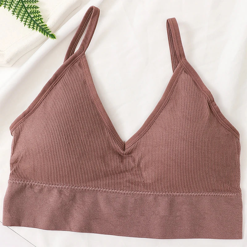 Women Crop Top Seamless Tube Top Underwear Low Back Bra Sports Fitness Top Streetwear Tank Bandeau Lingerie Removable Pad Aviola