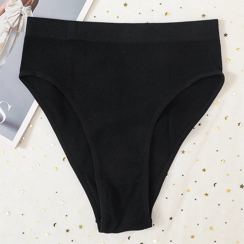 3Pcs/Set Seamless Panties Women High Waist Briefs High Cut Sports Bottom Underwear Female Stretch Rib Underpants Sexy Lingerie Aviola