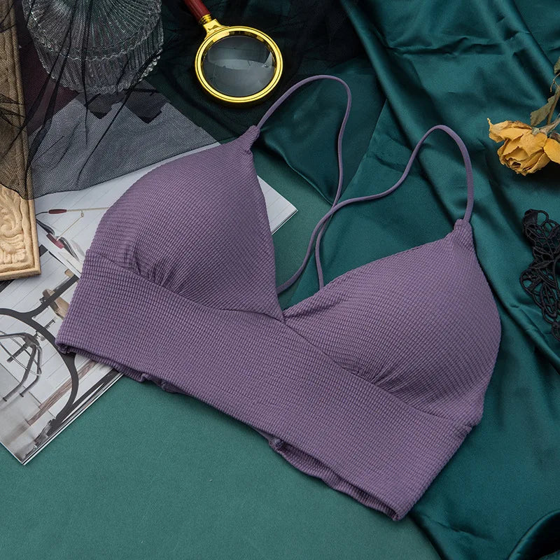 Deep V Women Bra Bralette Wire Free Brassieres Fashion Crop Top Seamless Underwear Cross Back Female Intimates Women Lingerie Aviola