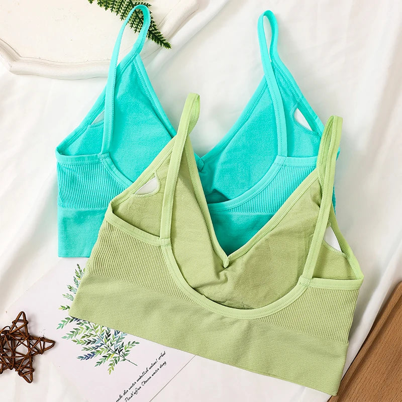 Women Crop Top Seamless Tube Top Underwear Low Back Bra Sports Fitness Top Streetwear Tank Bandeau Lingerie Removable Pad Aviola