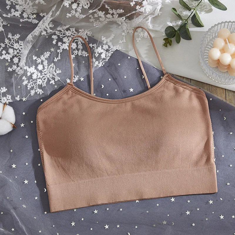 Seamless Bras Tube Top Underwear Streetwear Sleeveless Strappy Sports Women Crop Tops Bandeau Bra Removable Pad Aviola
