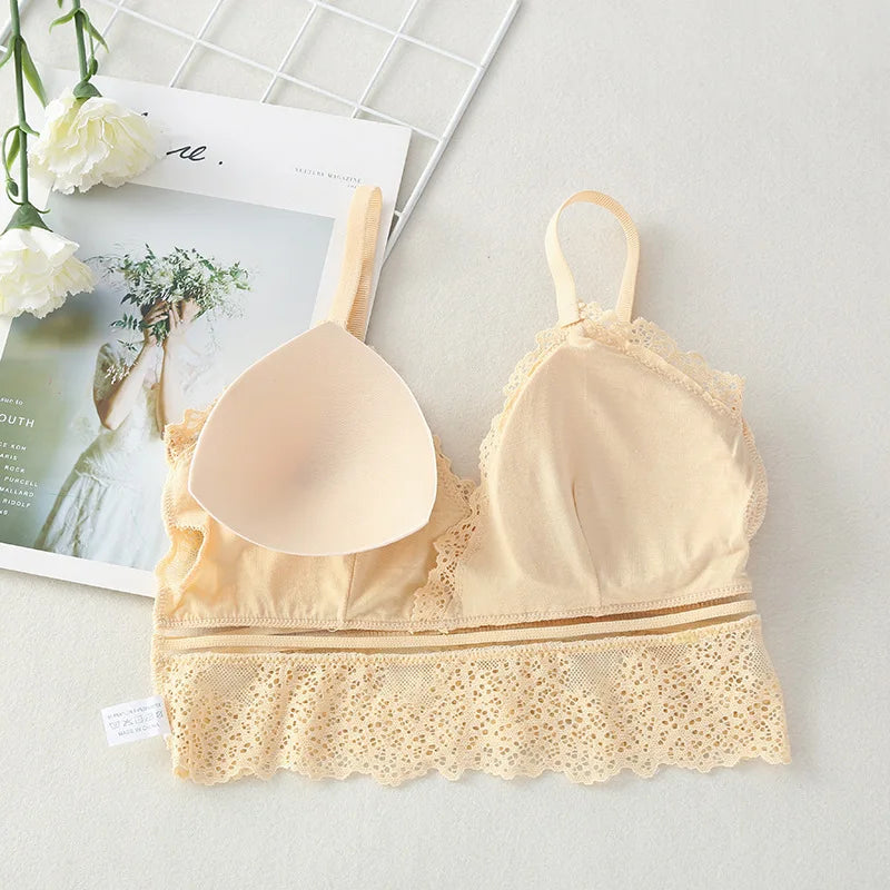Lace Bralette Women Bras Tube Top Sexy Lingerie V Neck Crop Tops Underwear Cropped Bra Female Tank Crop Top Aviola