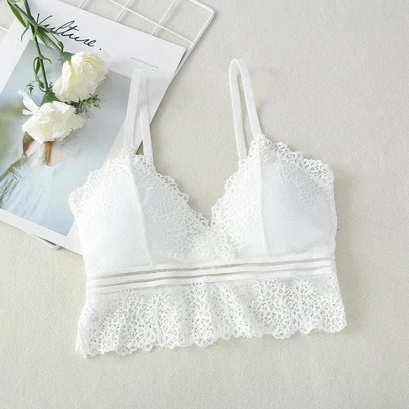 Lace Bralette Women Bras Tube Top Sexy Lingerie V Neck Crop Tops Underwear Cropped Bra Female Tank Crop Top Aviola