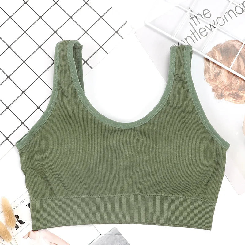 Women Tank Crop Top Seamless Underwear Female Sexy Lingerie Sport Cropped Top Removable Pads V Back Padded Camisole Aviola