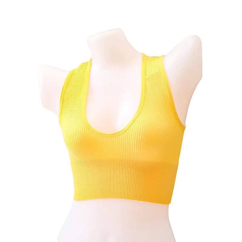 Women Crop Top Sexy Seamless Underwear Female Fitness Sleeveless Camisole Plunge Bralette Sports Cropped Tops Lingerie Aviola