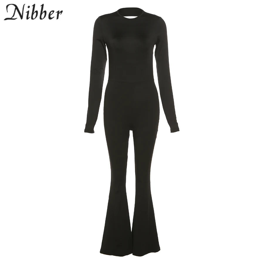 Nibber Sexy Open-Back Jumpsuit Hollow New Spring Fashion Flared High Street For Temperament Women Street Daily Commuting Wear Aviola