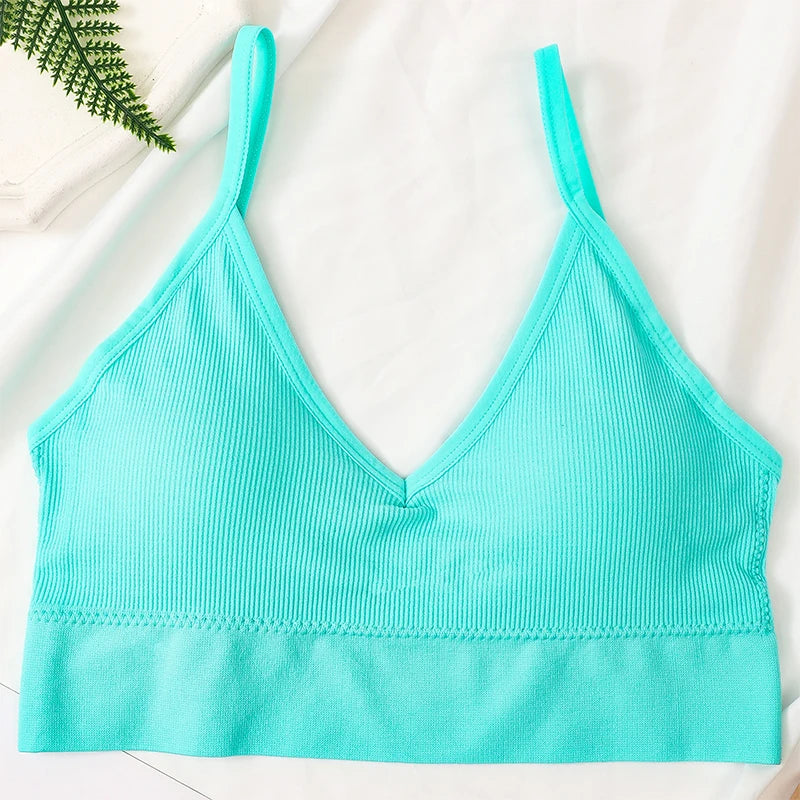 Women Crop Top Seamless Tube Top Underwear Low Back Bra Sports Fitness Top Streetwear Tank Bandeau Lingerie Removable Pad Aviola