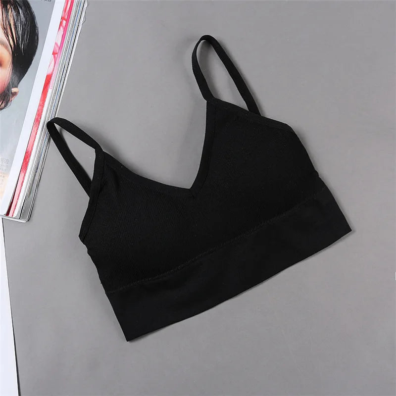 Women Crop Top Solid Color Tube Top Seamless Bra Sports Sexy Lingerie Active Bra Tops Underwear With Removable Pads Aviola