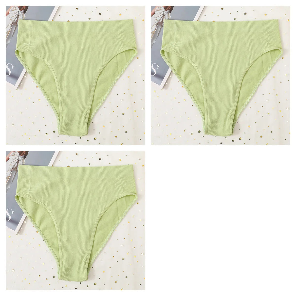 3Pcs/Set Seamless Panties Women High Waist Briefs High Cut Sports Bottom Underwear Female Stretch Rib Underpants Sexy Lingerie Aviola