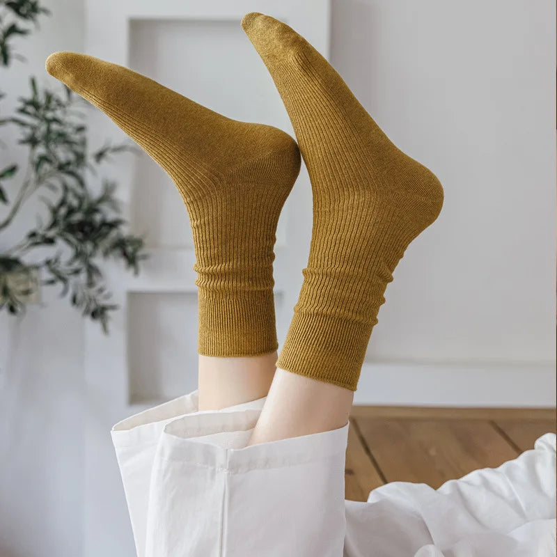 Winter Warm Cotton Socks Soft Knitted Socks Women Solid Color Casual Harajuku Socks Female Basic Daily Socks Aviola