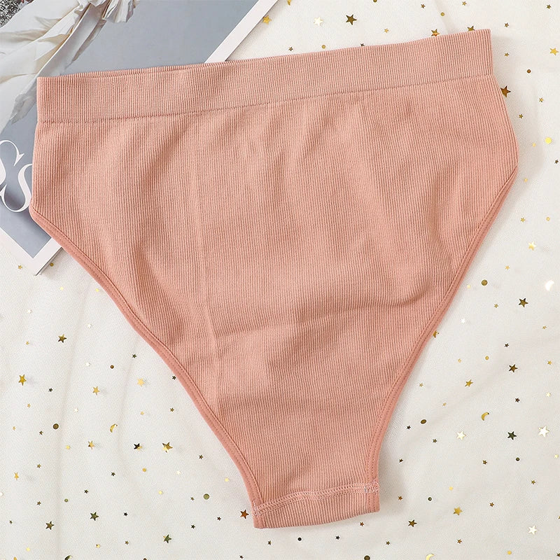 3Pcs/Set Seamless Panties Women High Waist Briefs High Cut Sports Bottom Underwear Female Stretch Rib Underpants Sexy Lingerie Aviola