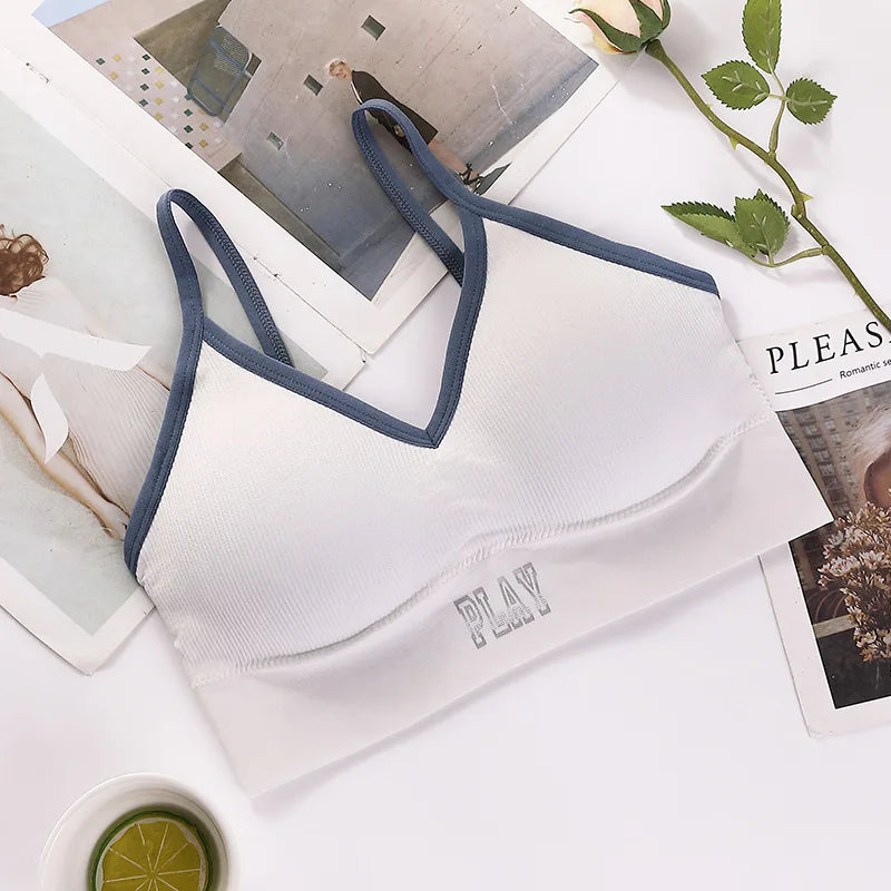 Seamless Tube Top Women Crop Top Fitness Bras Ribbed Top Seamless Bandeau Female Sexy Lingerie Fashion Underwear Removable Pads Aviola