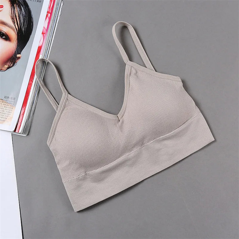 Women Crop Top Solid Color Tube Top Seamless Bra Sports Sexy Lingerie Active Bra Tops Underwear With Removable Pads Aviola