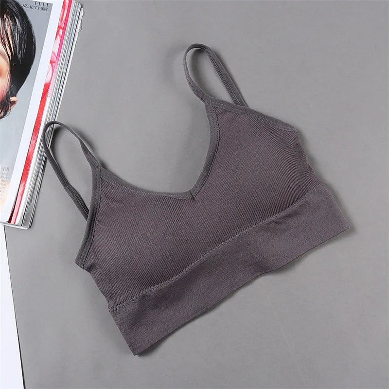 Women Crop Top Solid Color Tube Top Seamless Bra Sports Sexy Lingerie Active Bra Tops Underwear With Removable Pads Aviola