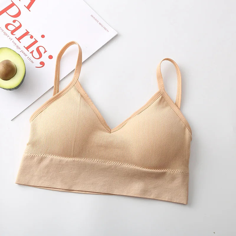 Women Crop Top Solid Color Tube Top Seamless Bra Sports Sexy Lingerie Active Bra Tops Underwear With Removable Pads Aviola