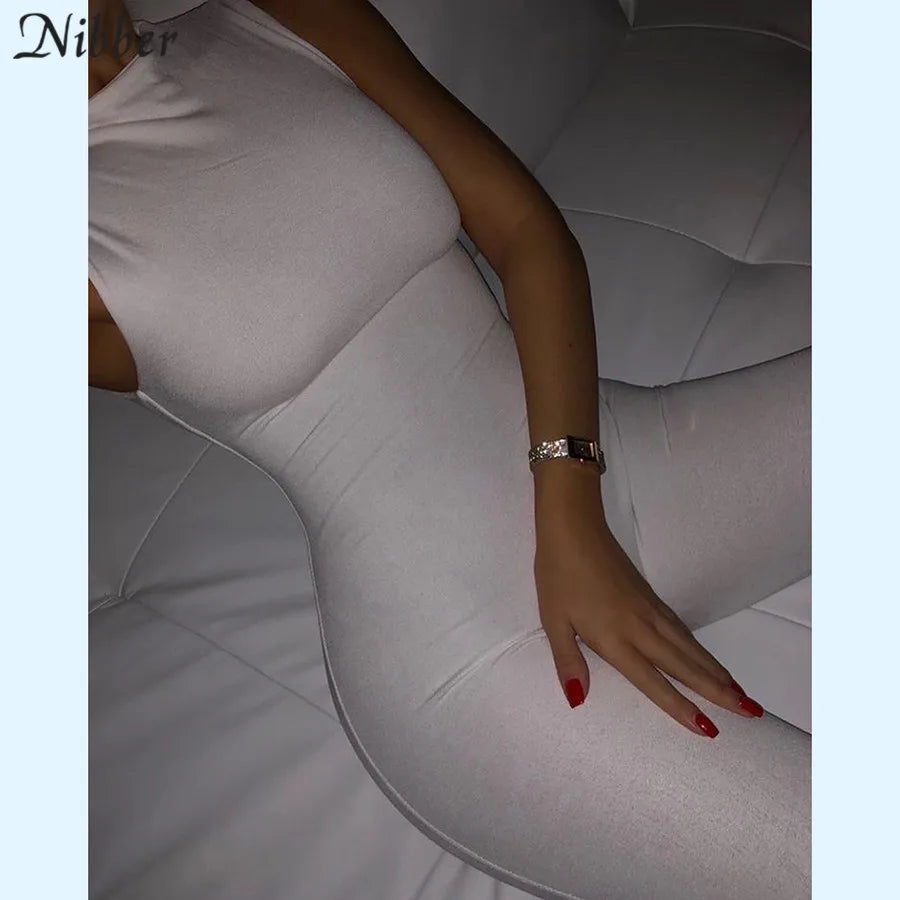 Nibber Summer Solid Basic Black White Jumpsuit Overalls Women's Clothing 2021 Street Casual Activity Wear Fitness Outfit Female Aviola