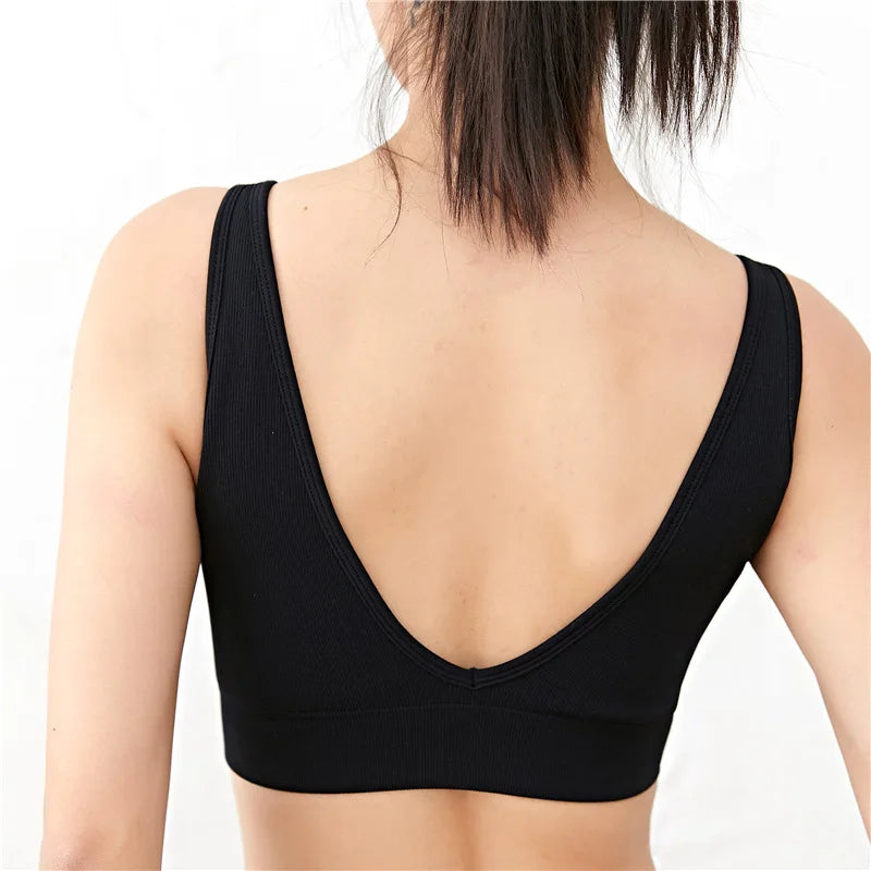 Women Tank Crop Top Seamless Underwear Female Sexy Lingerie Sport Cropped Top Removable Pads V Back Padded Camisole Aviola