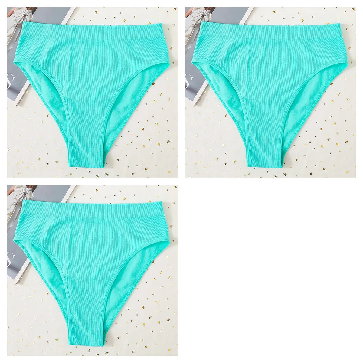 3Pcs/Set Seamless Panties Women High Waist Briefs High Cut Sports Bottom Underwear Female Stretch Rib Underpants Sexy Lingerie Aviola
