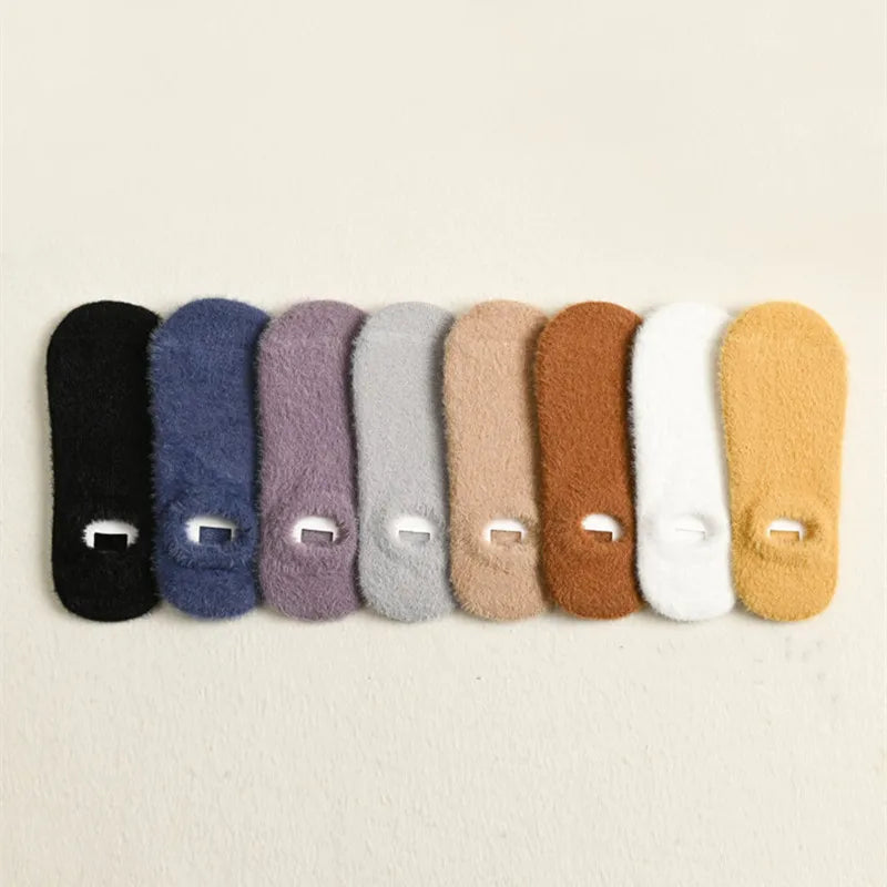 Winter Warm Thicken Thermal Low Cut Socks Women Woollen Seamless Sock Velvet Soft Sleeping Socks Solid Color Casual Floor Socks Aviola
