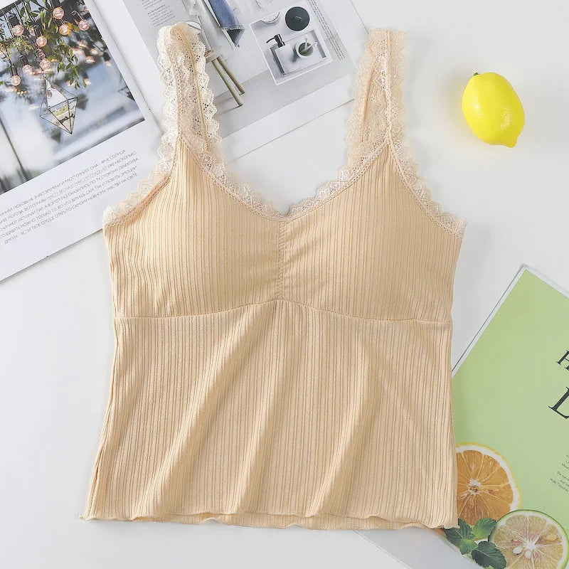Lace Women Top Tank Tops Women Seamless Underwear Female Sexy Lingerie Cropped Bralette Crop Tops Padded Camisole Aviola