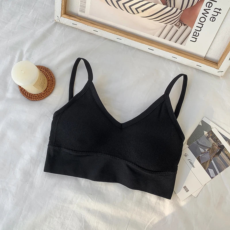 Women Crop Top Solid Color Tube Top Seamless Bra Sports Sexy Lingerie Active Bra Tops Underwear With Removable Pads Aviola