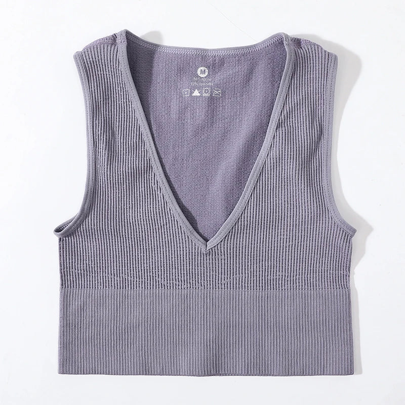 Women Crop Top Sexy Seamless Underwear Female Fitness Sleeveless Camisole Plunge Bralette Sports Cropped Tops Lingerie Aviola