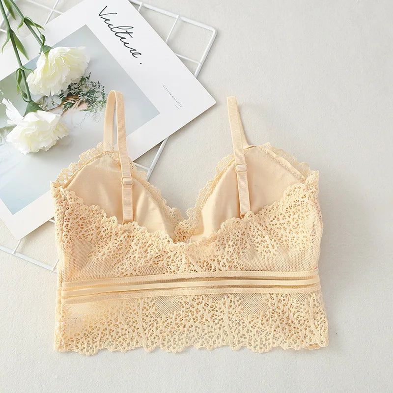 Lace Bralette Women Bras Tube Top Sexy Lingerie V Neck Crop Tops Underwear Cropped Bra Female Tank Crop Top Aviola