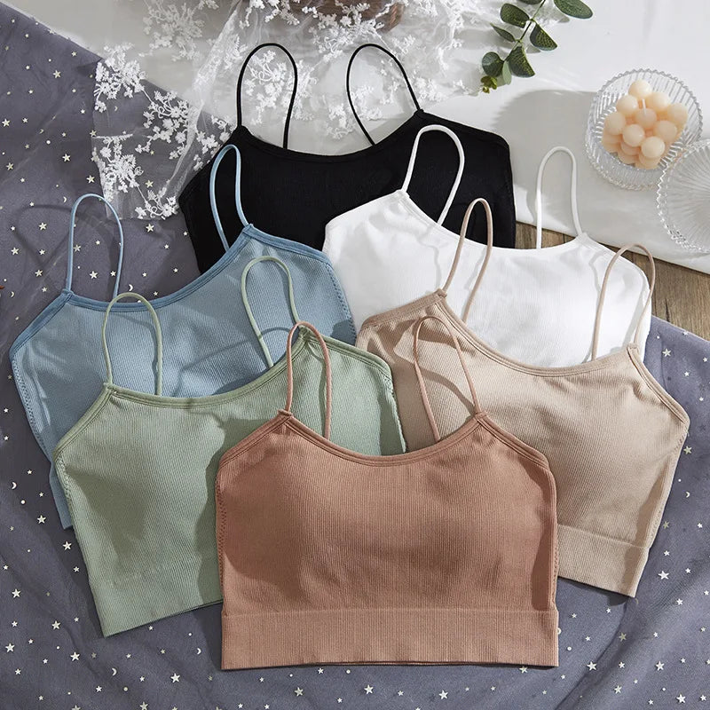 Seamless Bras Tube Top Underwear Streetwear Sleeveless Strappy Sports Women Crop Tops Bandeau Bra Removable Pad Aviola