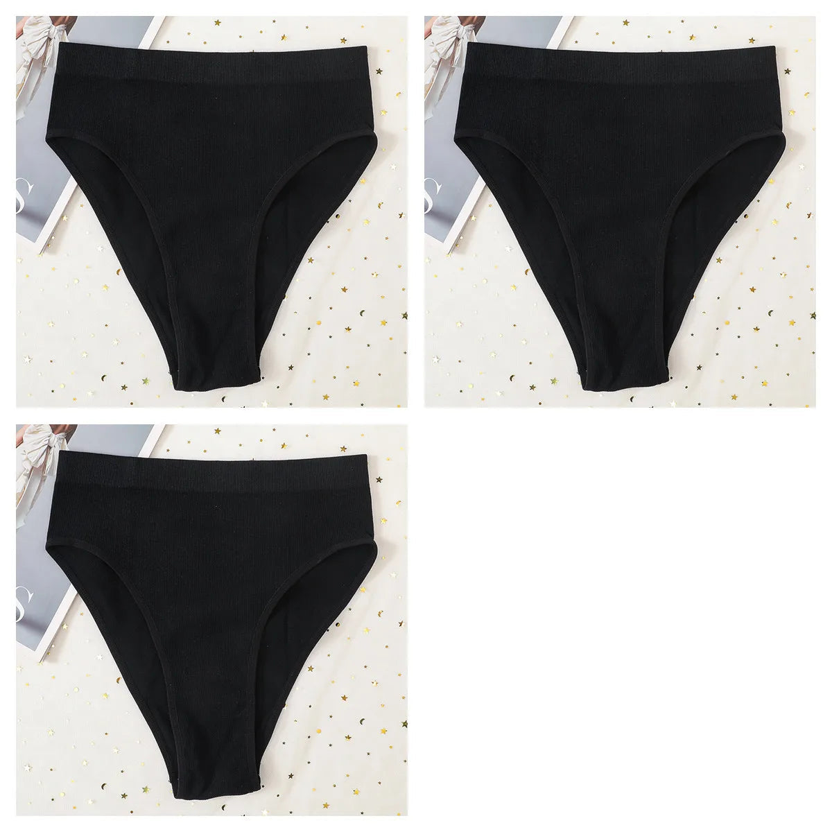 3Pcs/Set Seamless Panties Women High Waist Briefs High Cut Sports Bottom Underwear Female Stretch Rib Underpants Sexy Lingerie Aviola