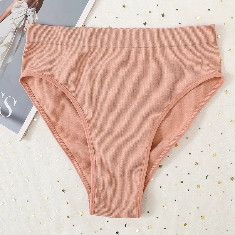 3Pcs/Set Seamless Panties Women High Waist Briefs High Cut Sports Bottom Underwear Female Stretch Rib Underpants Sexy Lingerie Aviola