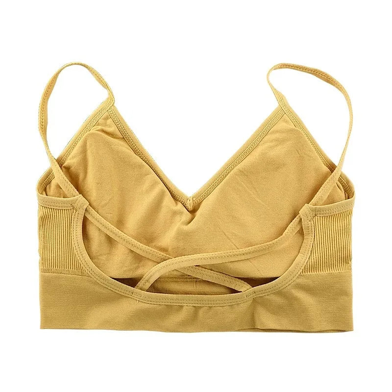 Women Crop Top Solid Color Tube Top Seamless Bra Sports Sexy Lingerie Active Bra Tops Underwear With Removable Pads Aviola