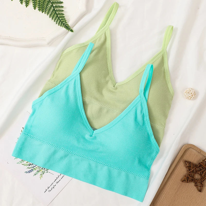 Women Crop Top Seamless Tube Top Underwear Low Back Bra Sports Fitness Top Streetwear Tank Bandeau Lingerie Removable Pad Aviola