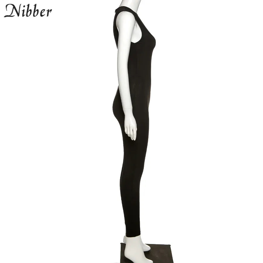 Nibber Summer Solid Basic Black White Jumpsuit Overalls Women's Clothing 2021 Street Casual Activity Wear Fitness Outfit Female Aviola