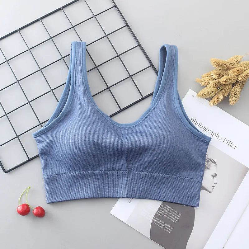 Women Tank Crop Top Seamless Underwear Female Sexy Lingerie Sport Cropped Top Removable Pads V Back Padded Camisole Aviola