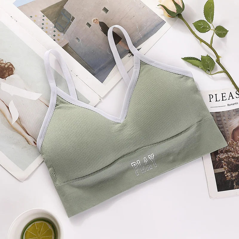 Seamless Tube Top Women Crop Top Fitness Bras Ribbed Top Seamless Bandeau Female Sexy Lingerie Fashion Underwear Removable Pads Aviola