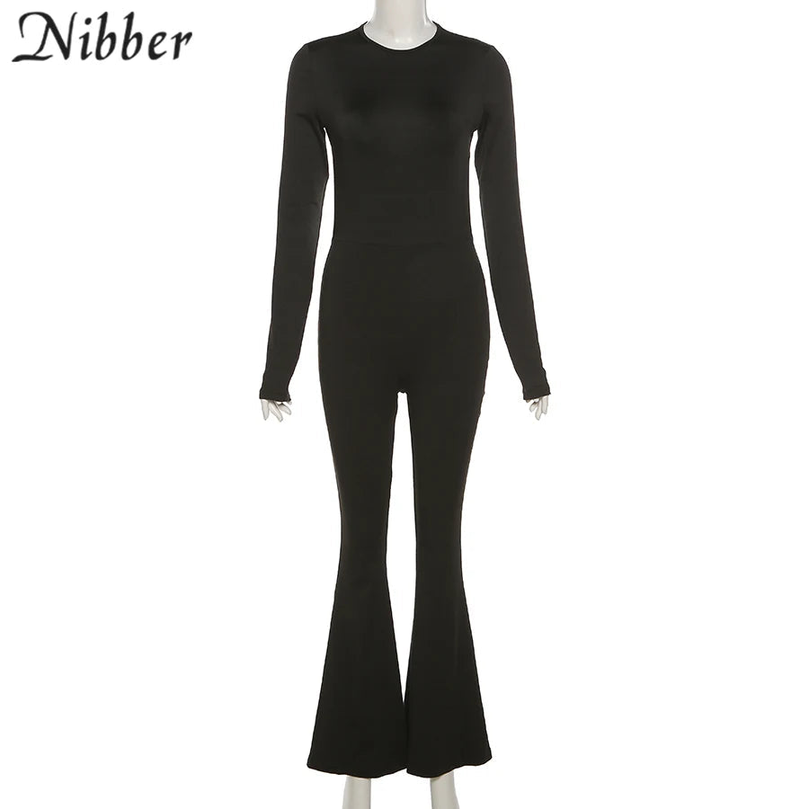 Nibber Sexy Open-Back Jumpsuit Hollow New Spring Fashion Flared High Street For Temperament Women Street Daily Commuting Wear Aviola