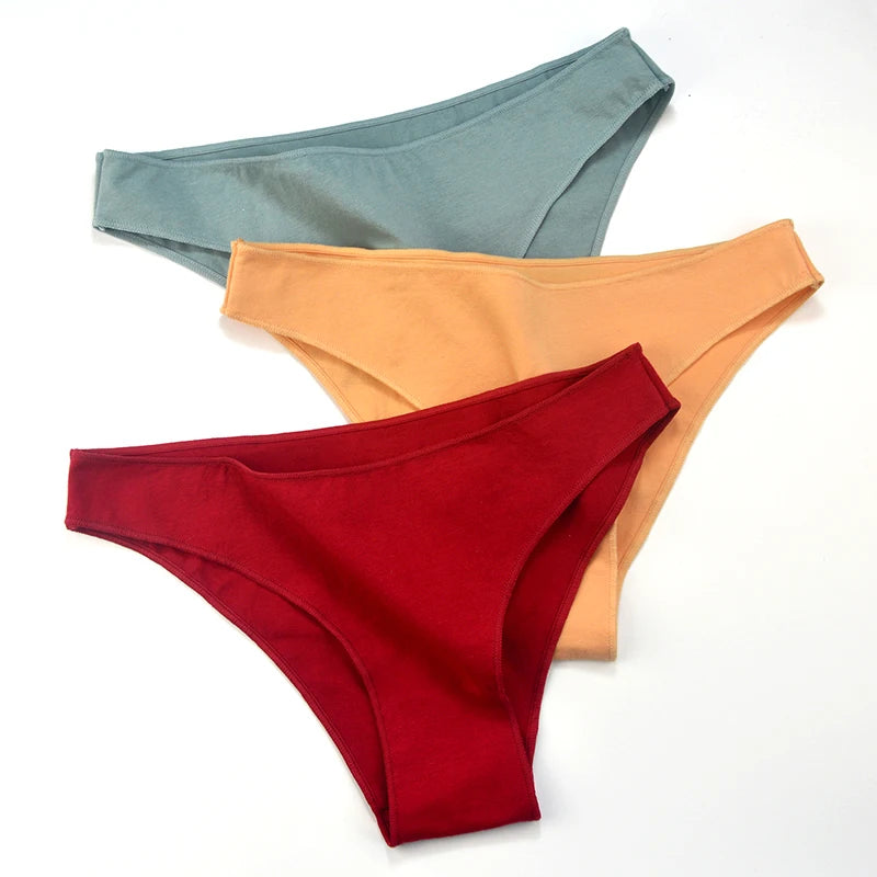 5PCS/Set Cotton Panties Women Low Rise Briefs Solid Color Seamless Underwear Comfy Intimate Breathable Underpants M-XXL Lingerie Aviola