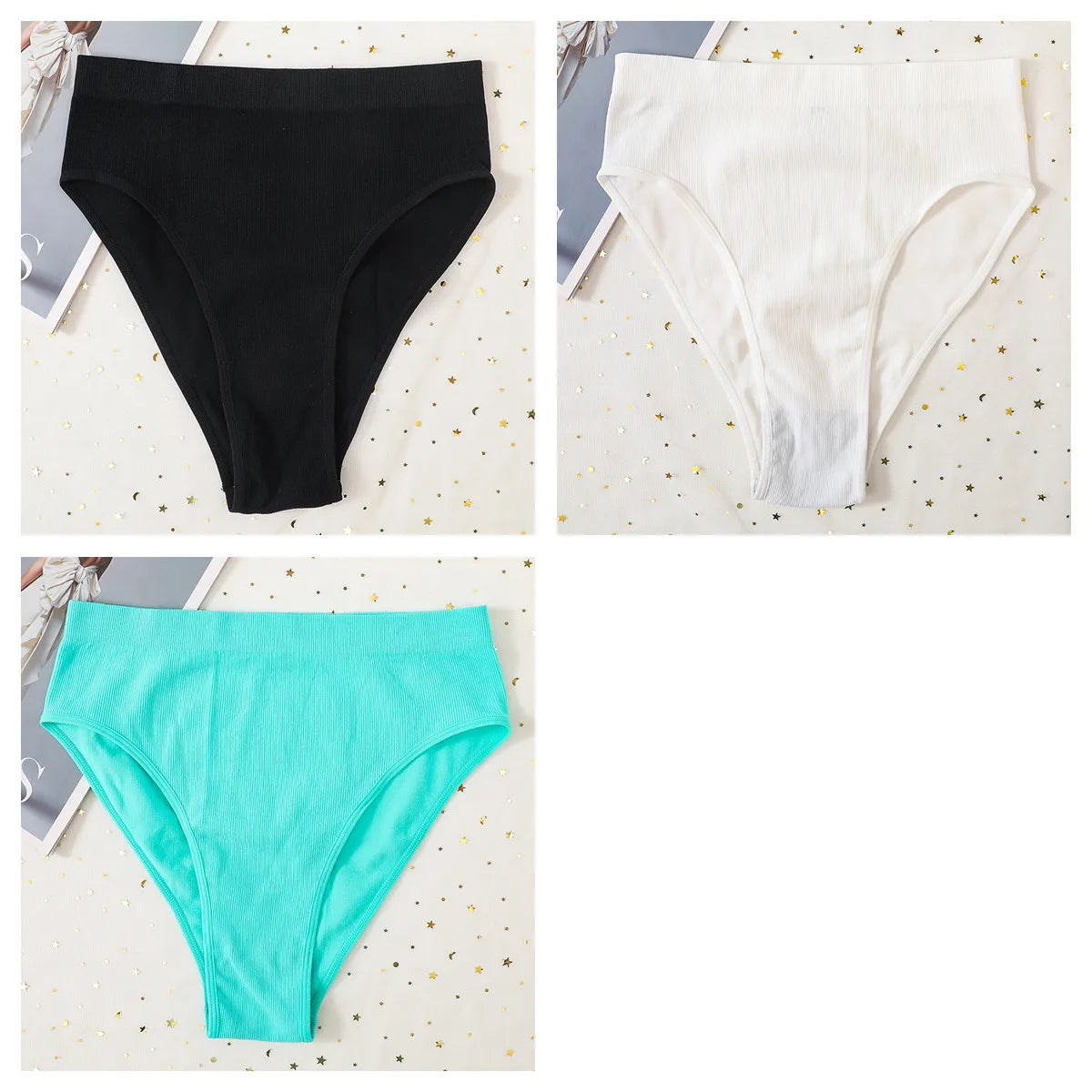 3Pcs/Set Seamless Panties Women High Waist Briefs High Cut Sports Bottom Underwear Female Stretch Rib Underpants Sexy Lingerie Aviola