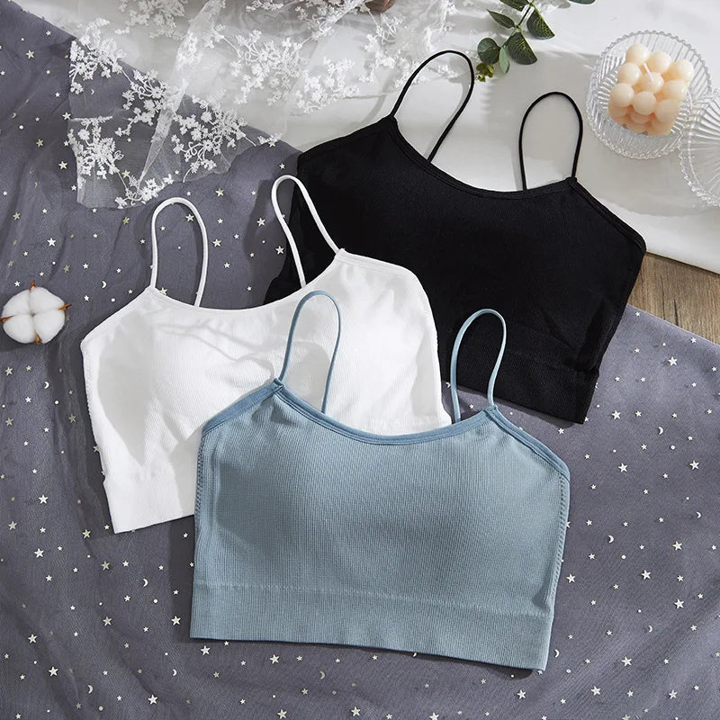 Seamless Bras Tube Top Underwear Streetwear Sleeveless Strappy Sports Women Crop Tops Bandeau Bra Removable Pad Aviola