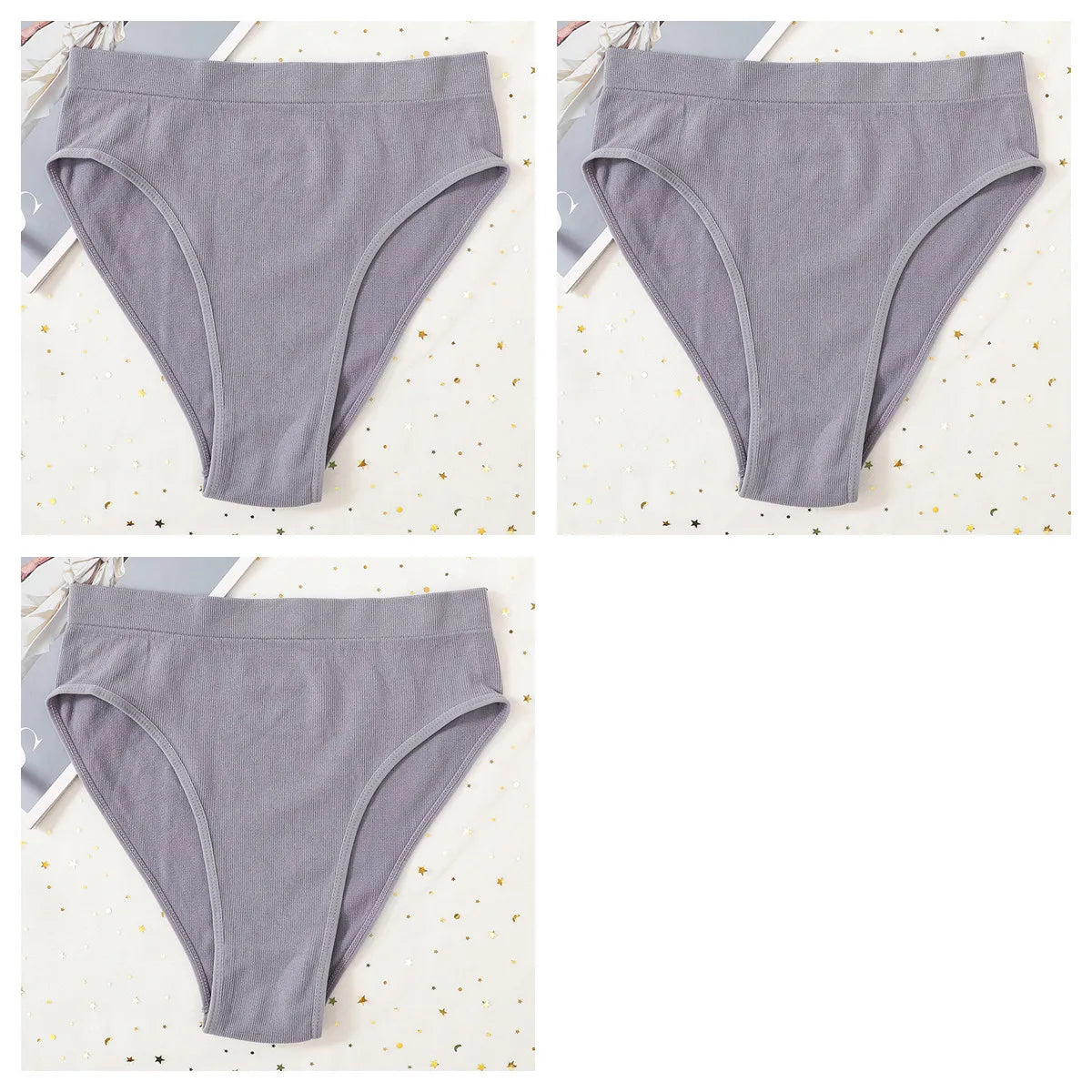 3Pcs/Set Seamless Panties Women High Waist Briefs High Cut Sports Bottom Underwear Female Stretch Rib Underpants Sexy Lingerie Aviola