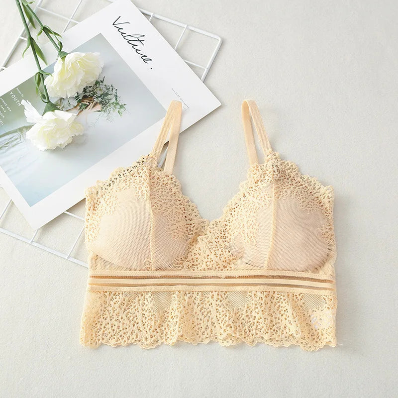 Lace Bralette Women Bras Tube Top Sexy Lingerie V Neck Crop Tops Underwear Cropped Bra Female Tank Crop Top Aviola