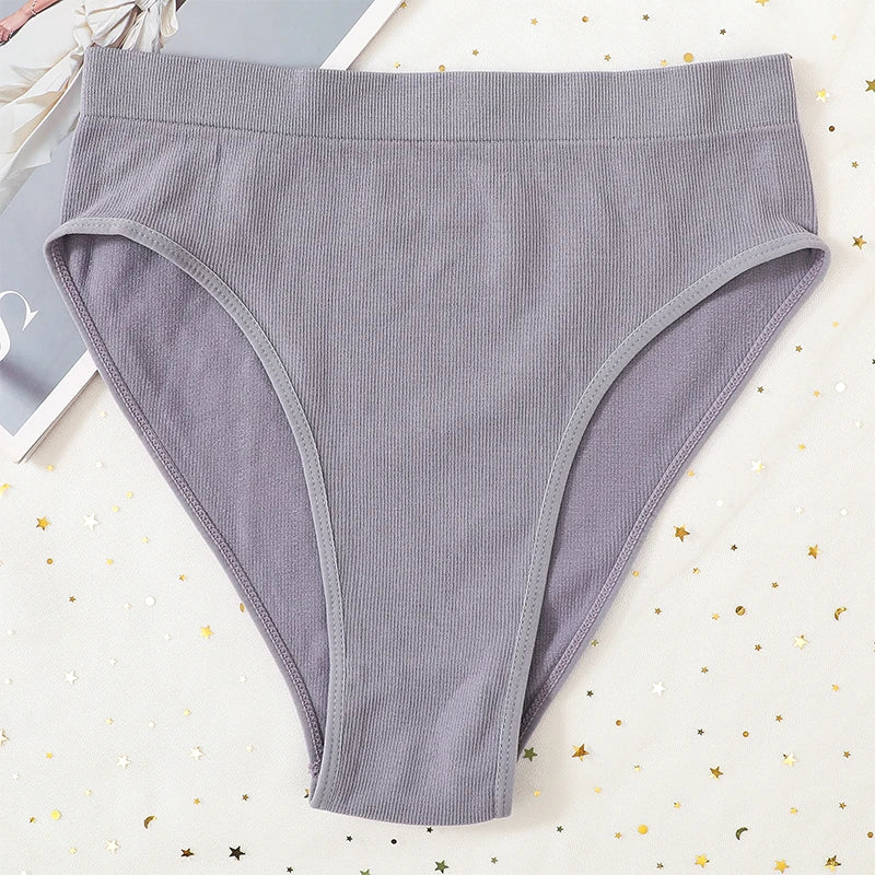 3Pcs/Set Seamless Panties Women High Waist Briefs High Cut Sports Bottom Underwear Female Stretch Rib Underpants Sexy Lingerie Aviola
