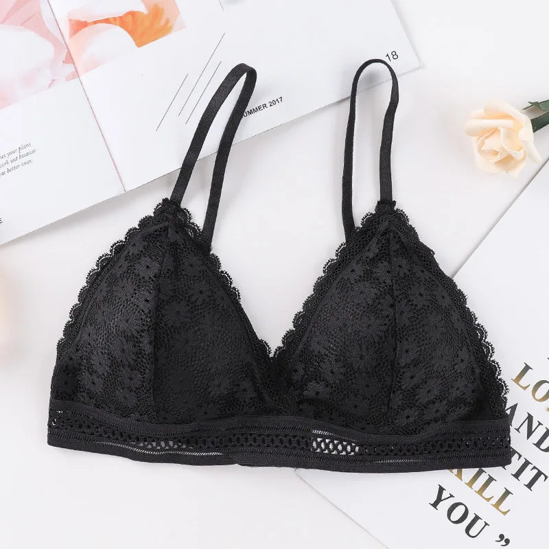 Floral Lace Bralette Push Up Bras Women Sexy Lingerie Backless Brassiere Wireless Thin Underwear Padded Bra Wirefree Bra Aviola